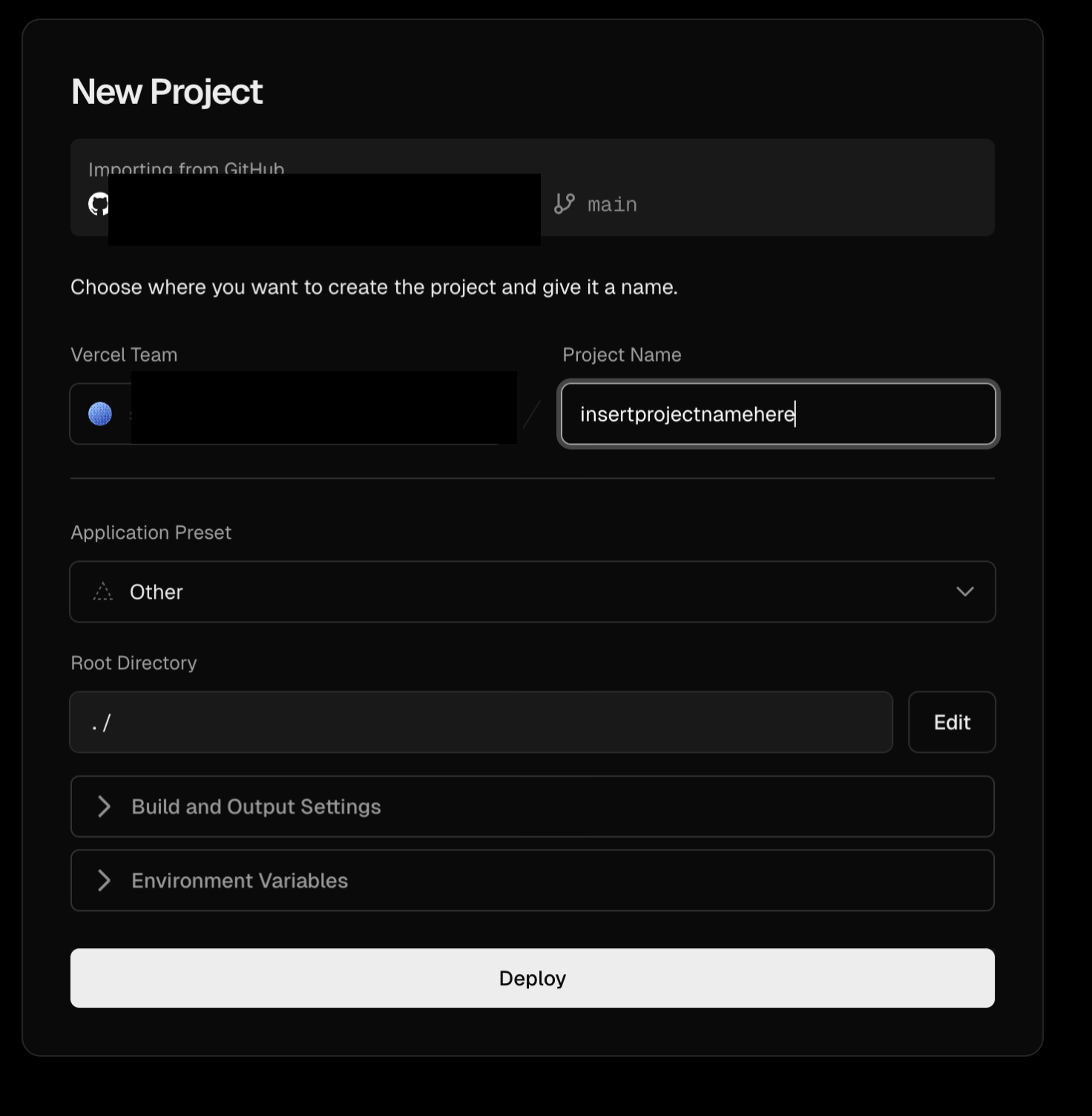 Vercel dashboard with domain