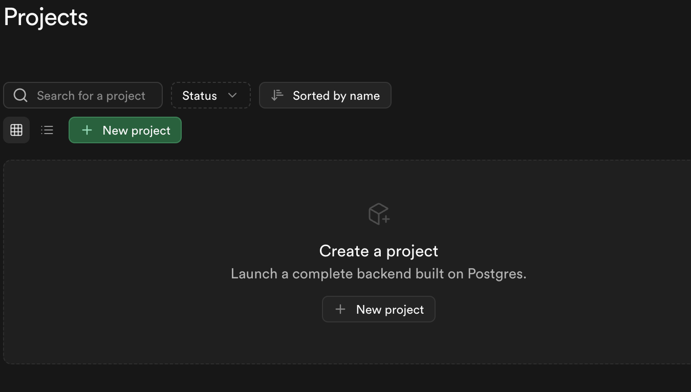 New Supabase project