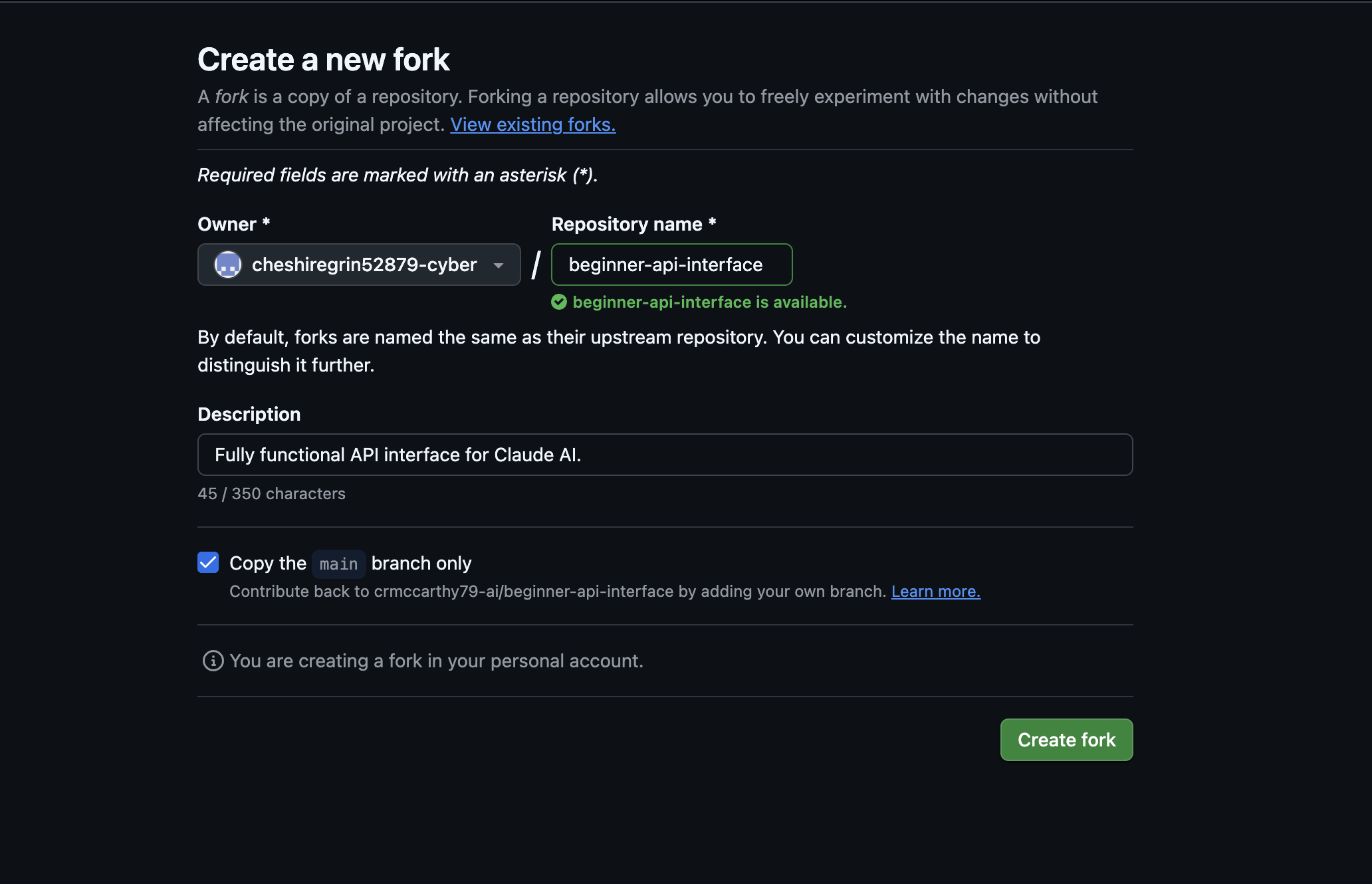Create Fork