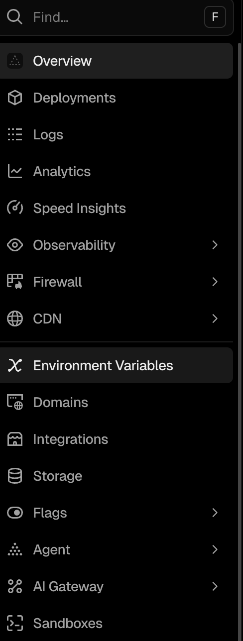 Environment variables in Vercel
