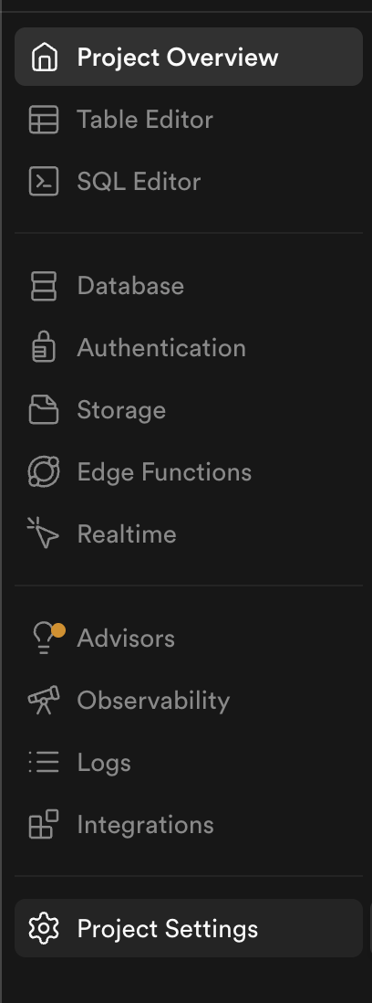Project settings