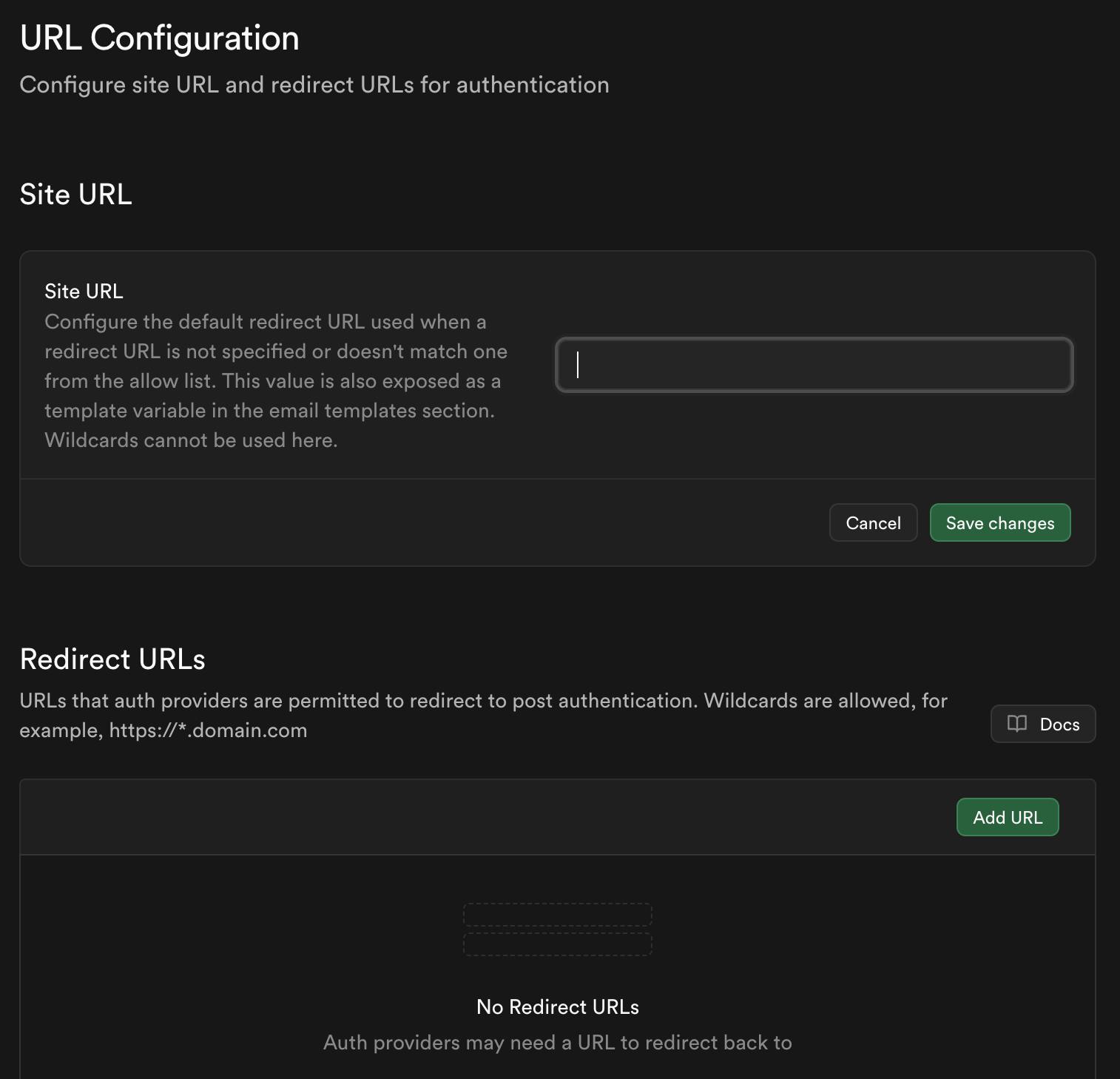Redirect URL config